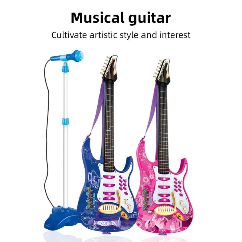 Strings and Accessories |   Karaoke Microphone Guitar with Microphone Amplifier Musical Set Multifunctional Musical Instruments Kits Pink Musical Instruments Pink