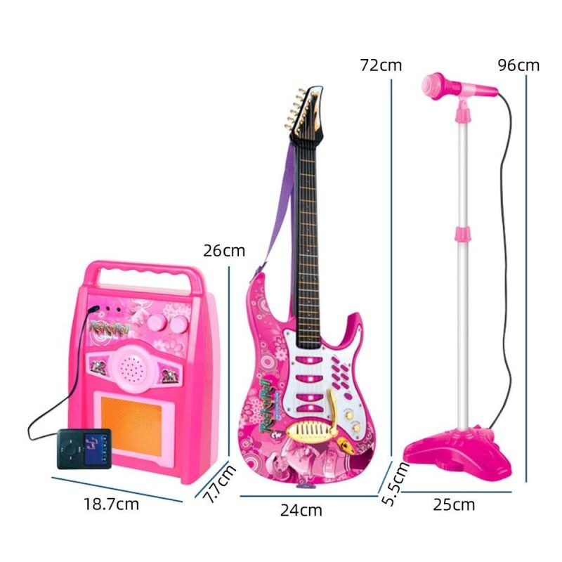 Strings and Accessories |   Karaoke Microphone Guitar with Microphone Amplifier Musical Set Multifunctional Musical Instruments Kits Pink Musical Instruments Pink