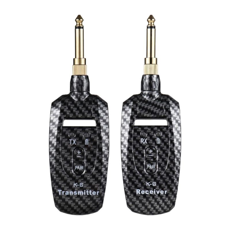 Strings and Accessories |   KT-6 2.4G Portable UHF Guitar Transmitter Receiver Set – Portable and Rechargeable, Long Distance Transmission, Plug and Play Black Musical Instruments Black