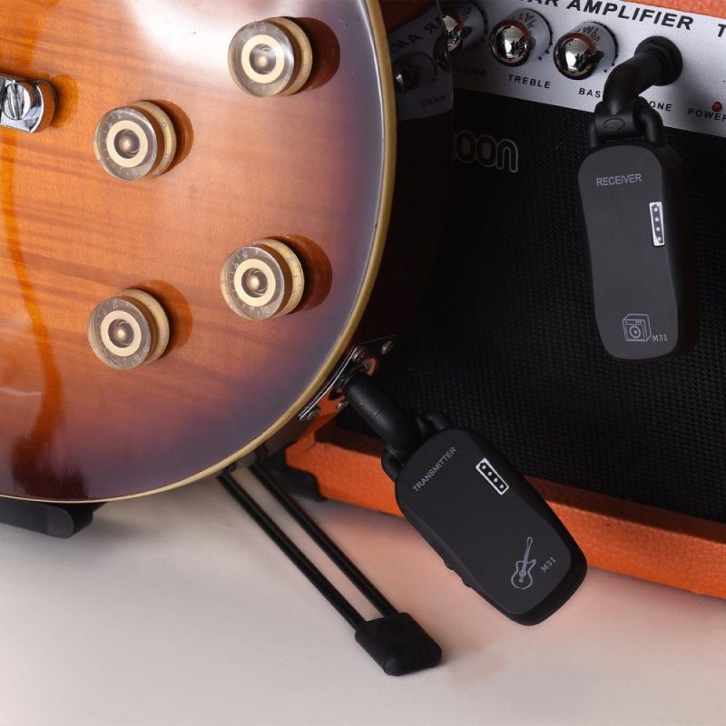 Strings and Accessories |   M31 2.4G Wireless System Professional Wireless Guitar Bass Transmitter Receiver System Black Musical Instruments Black