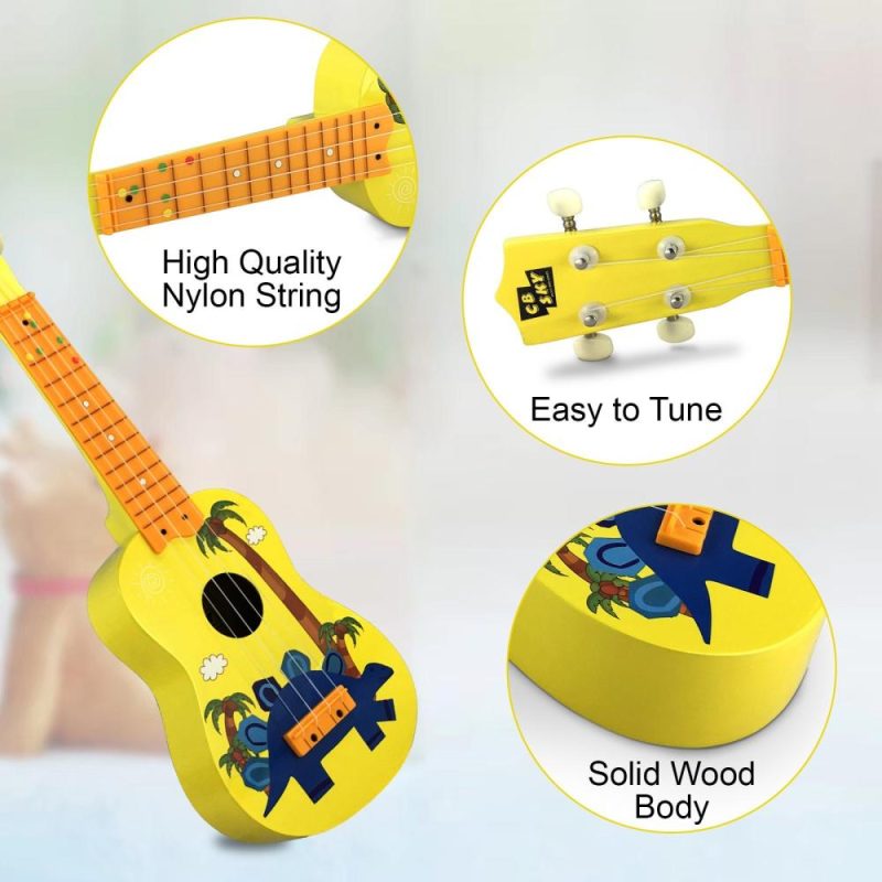 Strings and Accessories |   MU2110 21-Inch Kids Ukulele with 12-Fret Fingerboard and Durable White Nylon Strings Full Wooden Barrel Body Includes1 Pick Yellow Musical Instruments Strings & Accessories