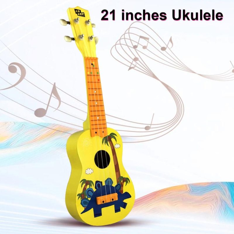 Strings and Accessories |   MU2110 21-Inch Kids Ukulele with 12-Fret Fingerboard and Durable White Nylon Strings Full Wooden Barrel Body Includes1 Pick Yellow Musical Instruments Strings & Accessories