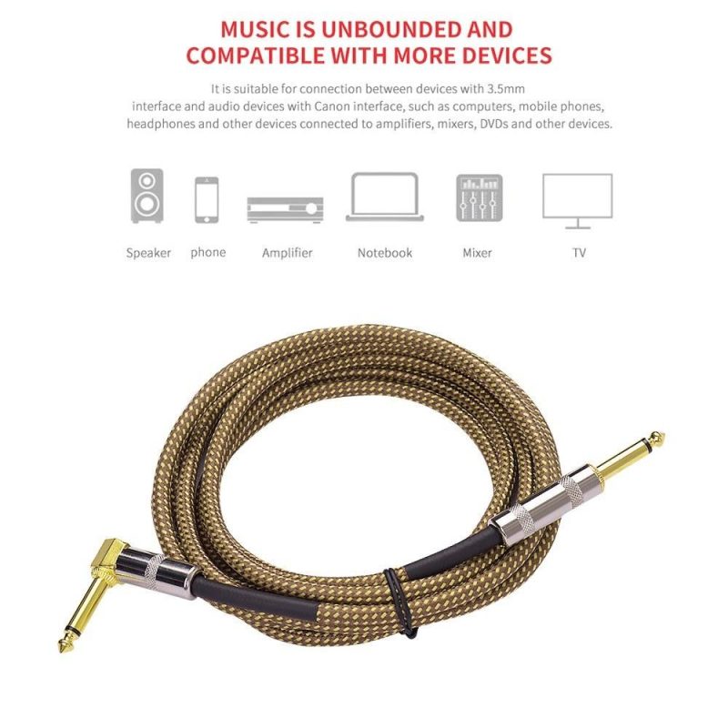 Strings and Accessories |   Musical Instrument Audio Guitar Cable Cord Brown Musical Instruments Brown