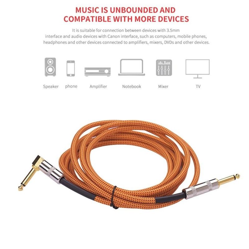 Strings and Accessories |   Musical Instrument Audio Guitar Cable Cord Orange Musical Instruments Orange