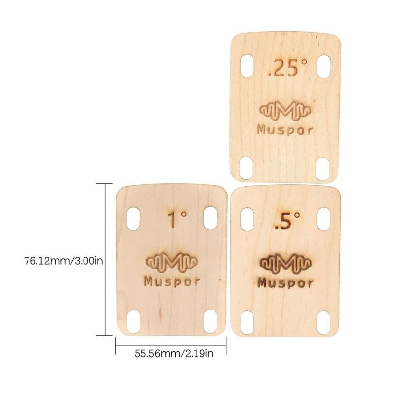 Strings and Accessories |   MX0360D 3pcs Guitar Neck Shims 0.25 0.5 1 Degree Wooden Shims Set for Bolt-on Neck Bolts Wood Musical Instruments Strings & Accessories