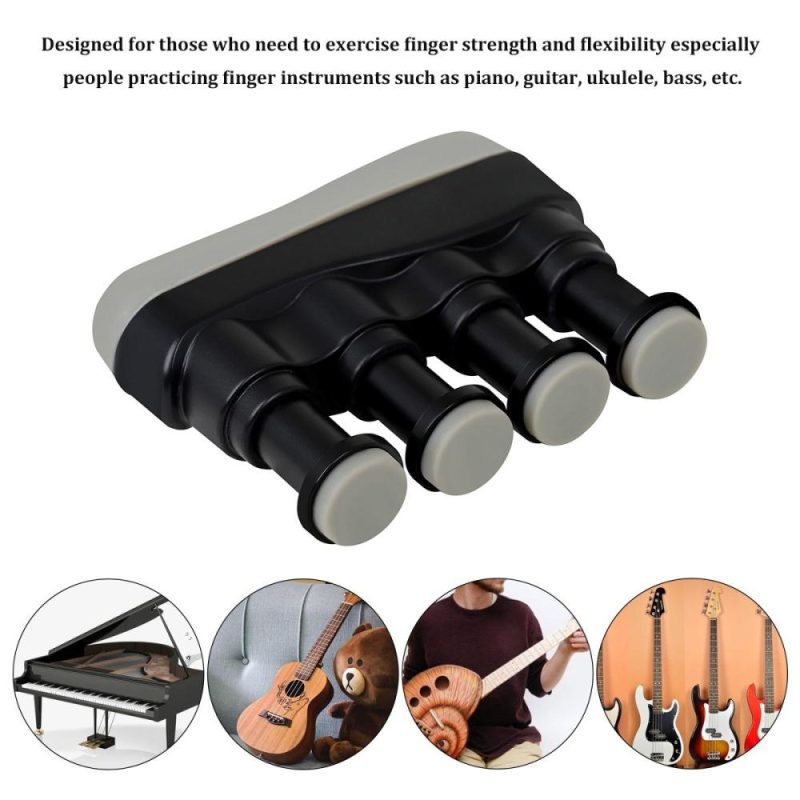 Strings and Accessories |   Portable Guitar Bass Piano Finger Exerciser Hand Grip Finger Trainer Finger Strengthener Hand Trainer Finger Training Device Hand Training Tool Red Black Musical Instruments Black