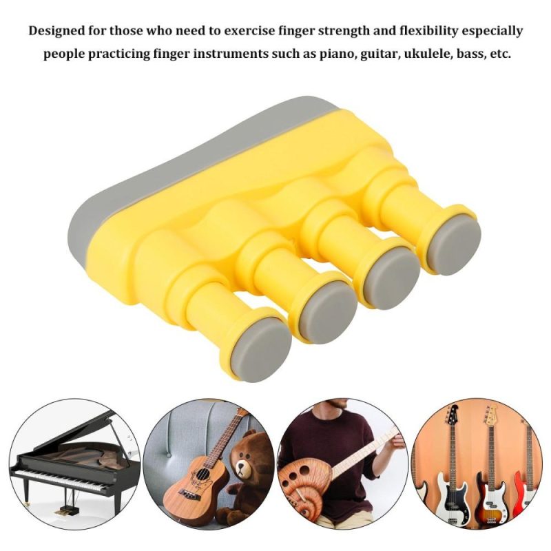 Strings and Accessories |   Portable Guitar Bass Piano Finger Exerciser Hand Grip Finger Trainer Finger Strengthener Hand Trainer Finger Training Device Hand Training Tool Red Yellow Musical Instruments Strings & Accessories