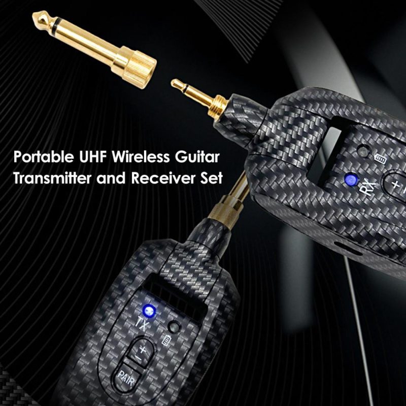 Strings and Accessories |   Portable UHF Wireless Guitar Transmitter and Receiver Set Black Musical Instruments Black