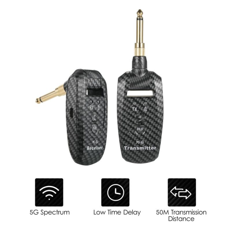 Strings and Accessories |   Portable UHF Wireless Guitar Transmitter and Receiver Set Black Musical Instruments Black