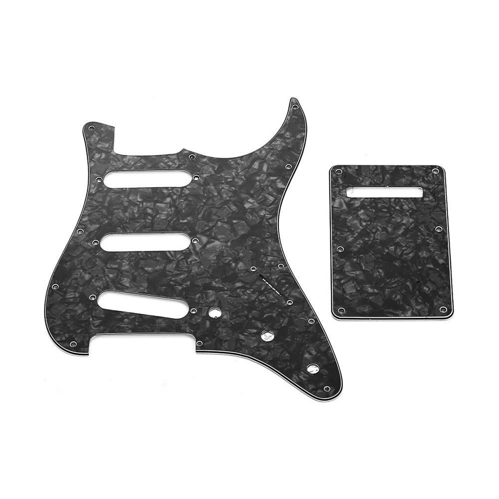 Strings and Accessories |   SSS Electric Guitar Pickguard Set with Back Plate Screws Pick Guard for American ST Style Guitars Blue Pearl Black Musical Instruments Black