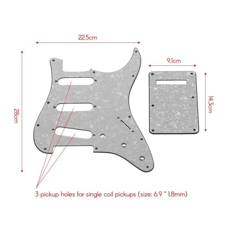 Strings and Accessories |   SSS Electric Guitar Pickguard Set with Back Plate Screws Pick Guard for American ST Style Guitars Blue Pearl White Musical Instruments Strings & Accessories