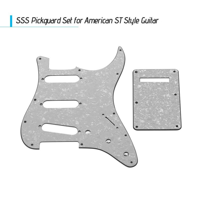 Strings and Accessories |   SSS Electric Guitar Pickguard Set with Back Plate Screws Pick Guard for American ST Style Guitars Blue Pearl White Musical Instruments Strings & Accessories