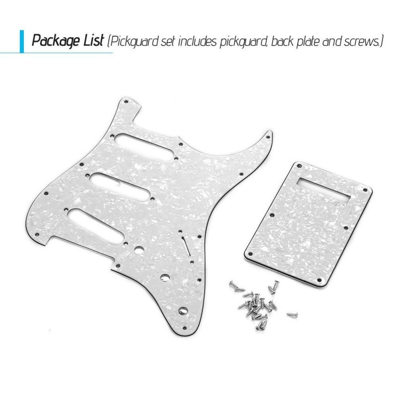 Strings and Accessories |   SSS Electric Guitar Pickguard Set with Back Plate Screws Pick Guard for American ST Style Guitars Blue Pearl White Musical Instruments Strings & Accessories