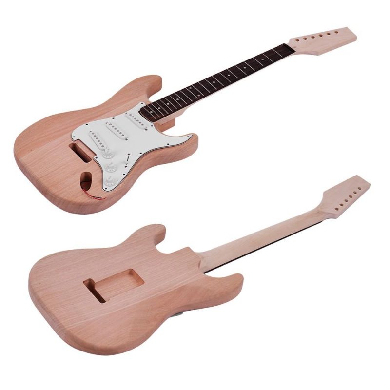 Strings and Accessories |   Unfinished DIY Electric Guitar Kit Guitar Barrel Blank Wooden Guitar Body Natural Wood Musical Instruments Natural Wood