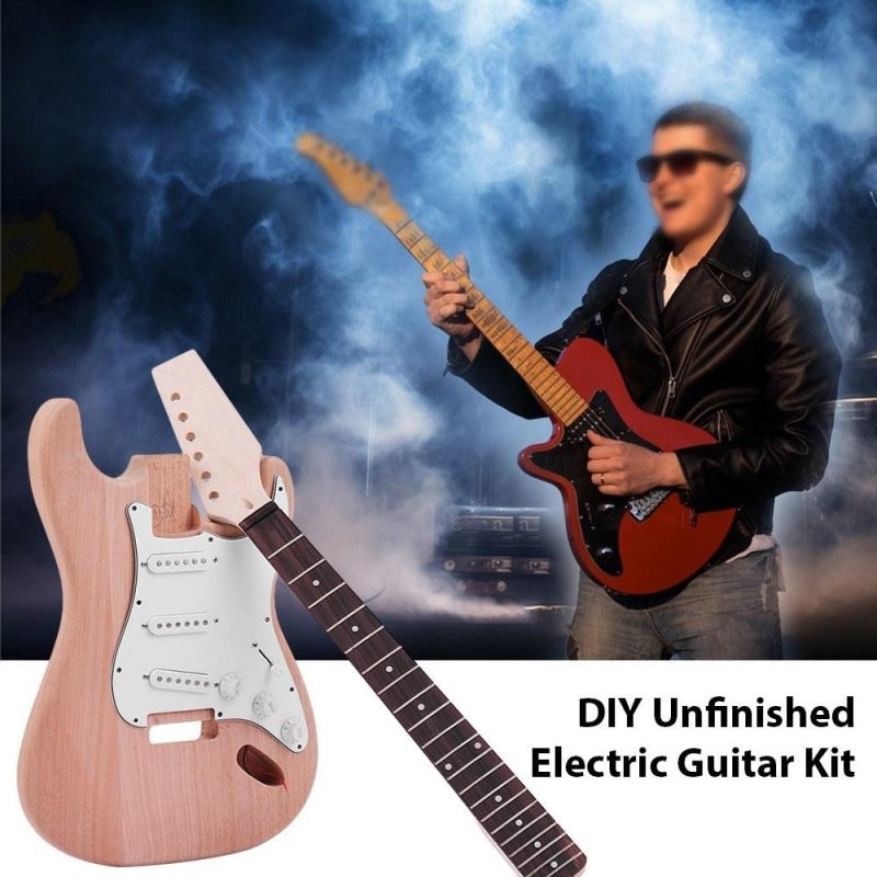 Strings and Accessories |   Unfinished DIY Electric Guitar Kit Guitar Barrel Blank Wooden Guitar Body Natural Wood Musical Instruments Natural Wood