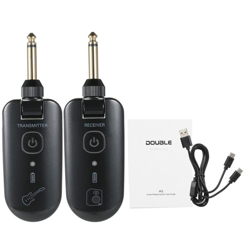 Strings and Accessories |   W3 Portable UHF Wireless Guitar Transmitter and Receiver Set Black Musical Instruments Black