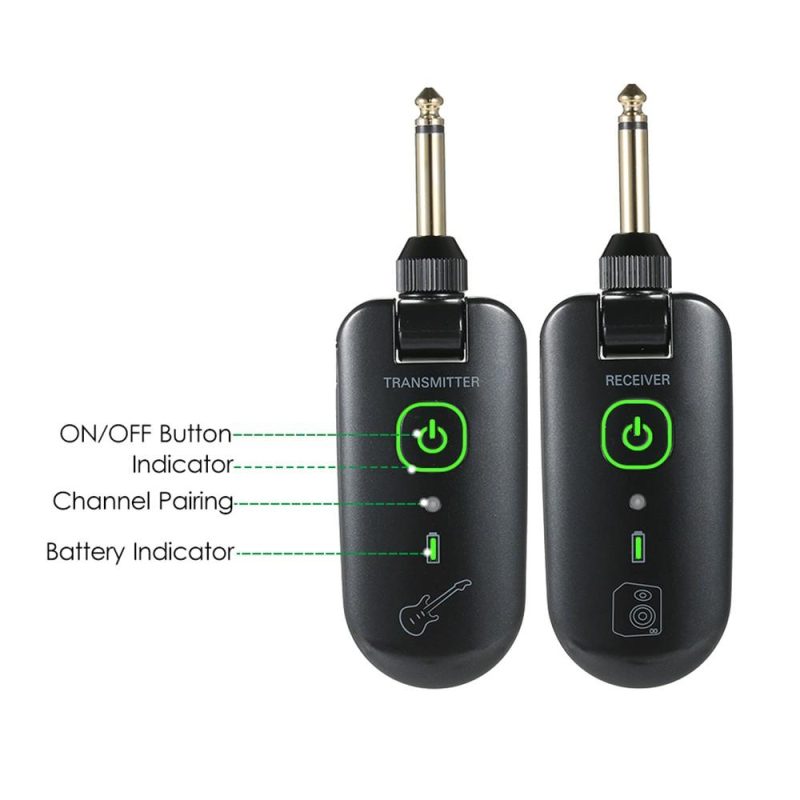 Strings and Accessories |   W3 Portable UHF Wireless Guitar Transmitter and Receiver Set Black Musical Instruments Black