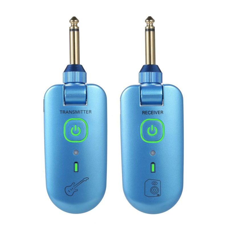 Strings and Accessories |   W3 Portable UHF Wireless Guitar Transmitter and Receiver Set Blue Musical Instruments Blue