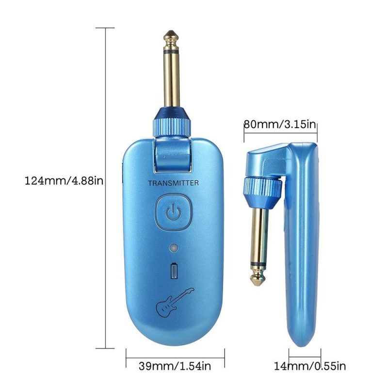 Strings and Accessories |   W3 Portable UHF Wireless Guitar Transmitter and Receiver Set Blue Musical Instruments Blue