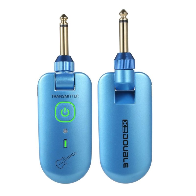 Strings and Accessories |   W3 Portable UHF Wireless Guitar Transmitter and Receiver Set Blue Musical Instruments Blue