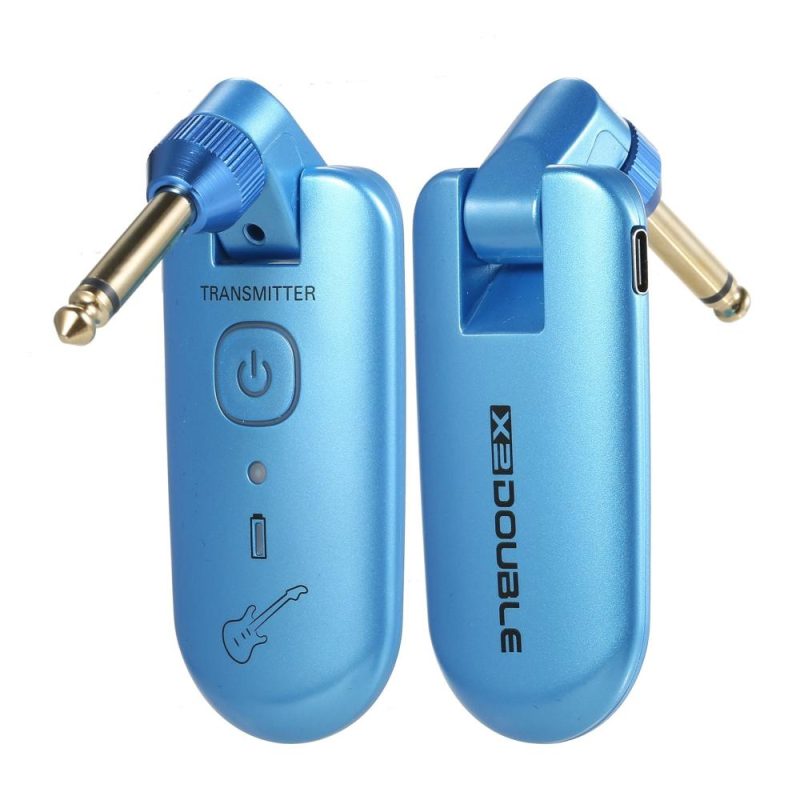 Strings and Accessories |   W3 Portable UHF Wireless Guitar Transmitter and Receiver Set Blue Musical Instruments Blue