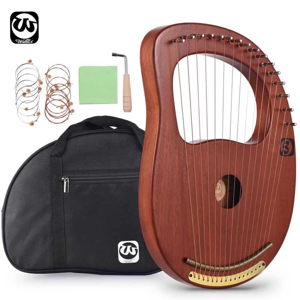 Strings and Accessories |   WH-16 16-String Wooden Lyre Harp Metal Strings Solid Wood String Instrument Brown Musical Instruments Brown