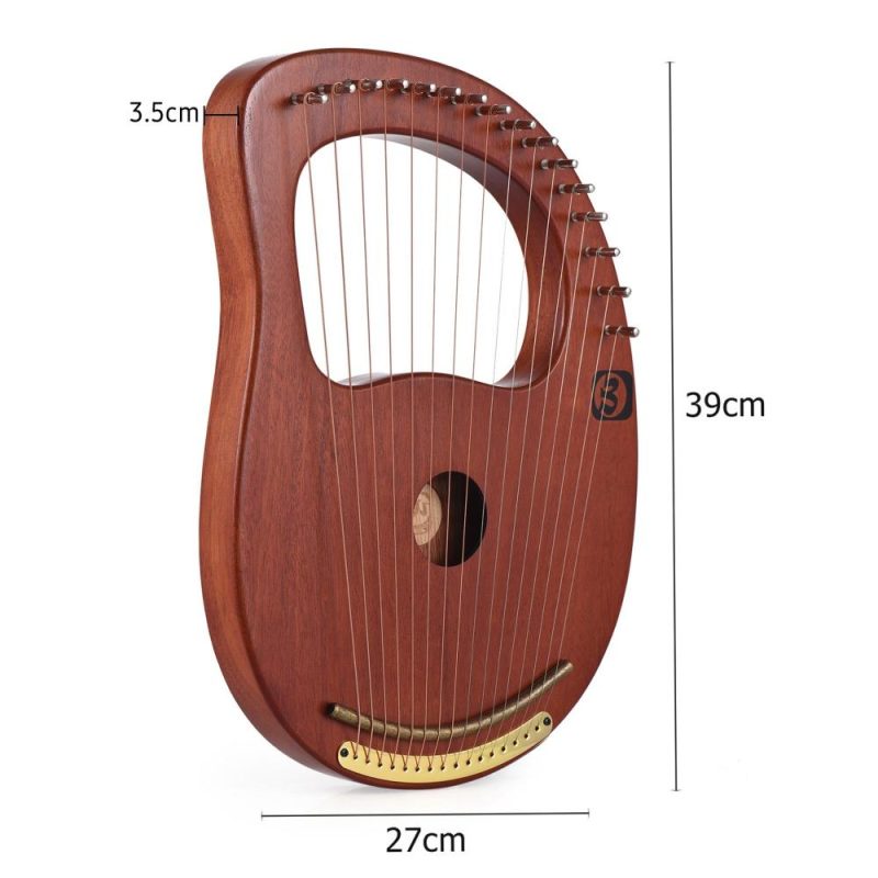 Strings and Accessories |   WH-16 16-String Wooden Lyre Harp Metal Strings Solid Wood String Instrument Brown Musical Instruments Brown