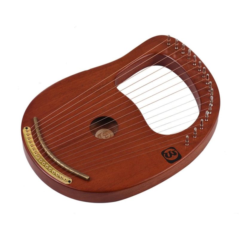 Strings and Accessories |   WH-16 16-String Wooden Lyre Harp Metal Strings Solid Wood String Instrument Brown Musical Instruments Brown