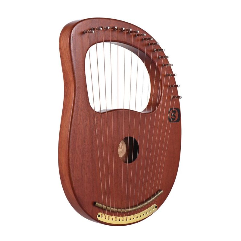 Strings and Accessories |   WH-16 16-String Wooden Lyre Harp Metal Strings Solid Wood String Instrument Brown Musical Instruments Brown