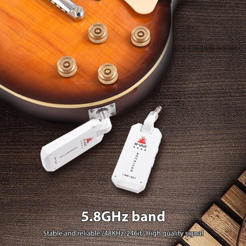 Strings and Accessories |   WP-5G: 5.8G Wireless Guitar System with Rechargeable Transmitter and Receiver White Musical Instruments Strings & Accessories