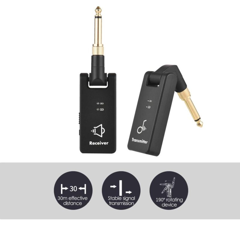 Strings and Accessories |   WP-8 Wireless Transmission System 2.4G Rechargeable Electric Guitar Receiver & Transmitter Black Musical Instruments Black