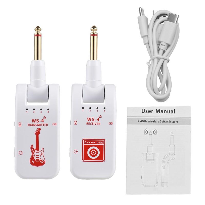 Strings and Accessories |   WS-4 2.4G Wireless Guitar System – Unleash Your Performance White Musical Instruments Strings & Accessories