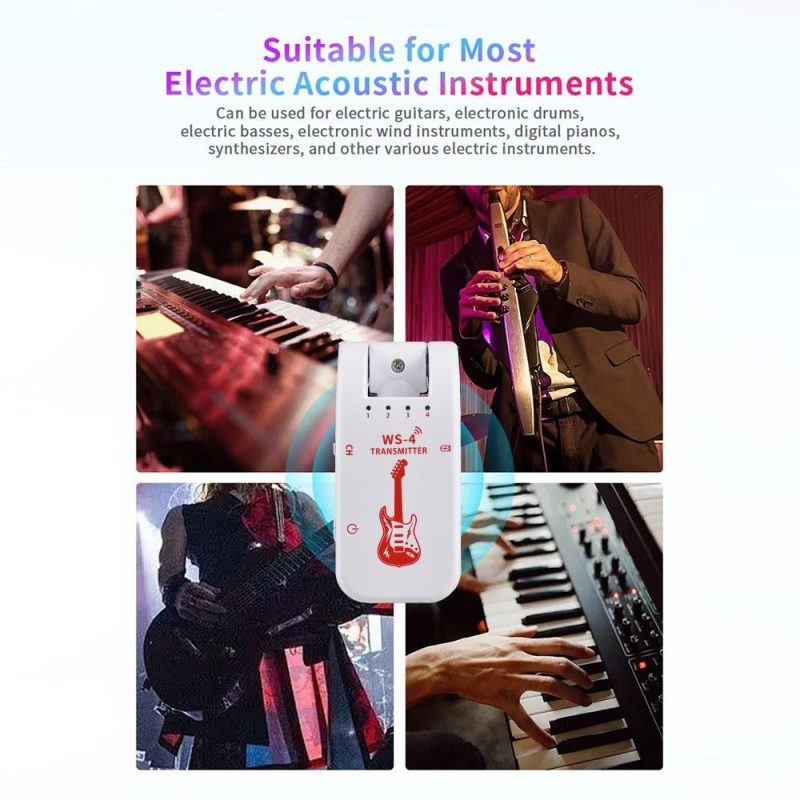 Strings and Accessories |   WS-4 2.4G Wireless Guitar System – Unleash Your Performance White Musical Instruments Strings & Accessories