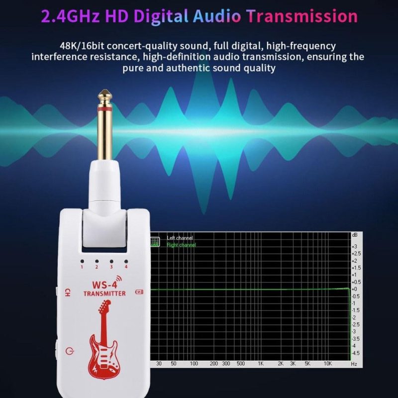 Strings and Accessories |   WS-4 2.4G Wireless Guitar System – Unleash Your Performance White Musical Instruments Strings & Accessories