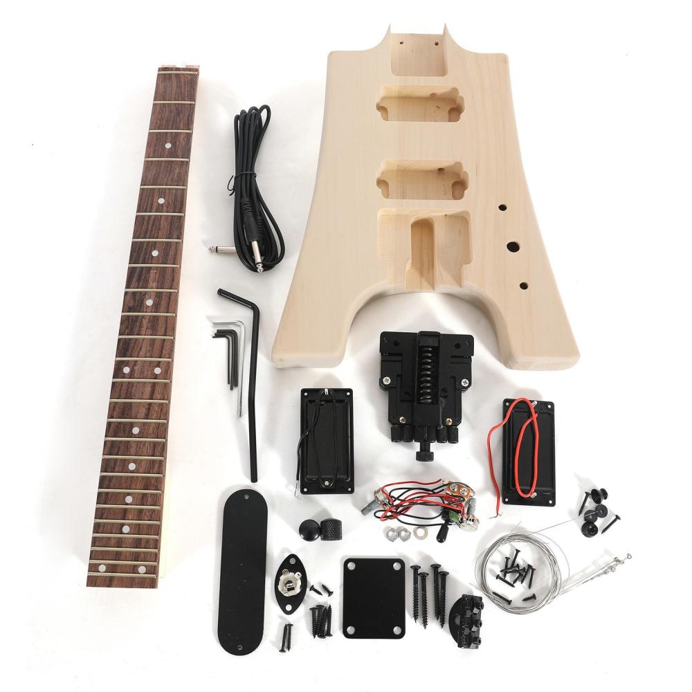 Strings and Accessories |   WT-1 DIY Unfinished Electric Guitar Kit Guitar Barrel Blank Wooden Guitar Body Natural Wood Musical Instruments Natural Wood