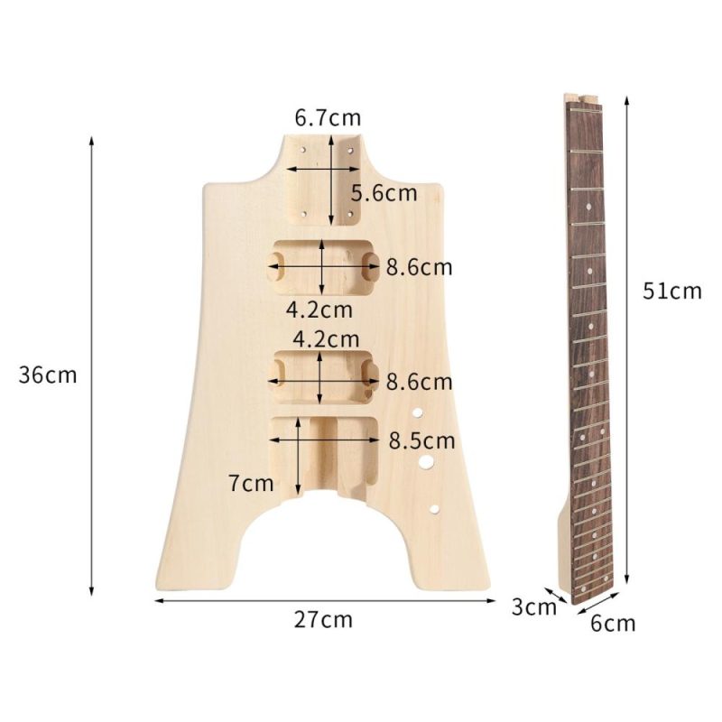 Strings and Accessories |   WT-1 DIY Unfinished Electric Guitar Kit Guitar Barrel Blank Wooden Guitar Body Natural Wood Musical Instruments Natural Wood