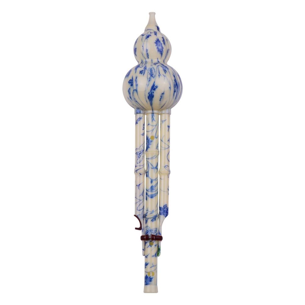 Woodwinds |   2 Tone C-Key Hulusi Gourd Cucurbit Flute Resin Pipes Chinese Traditional Instrument Blue Musical Instruments Blue