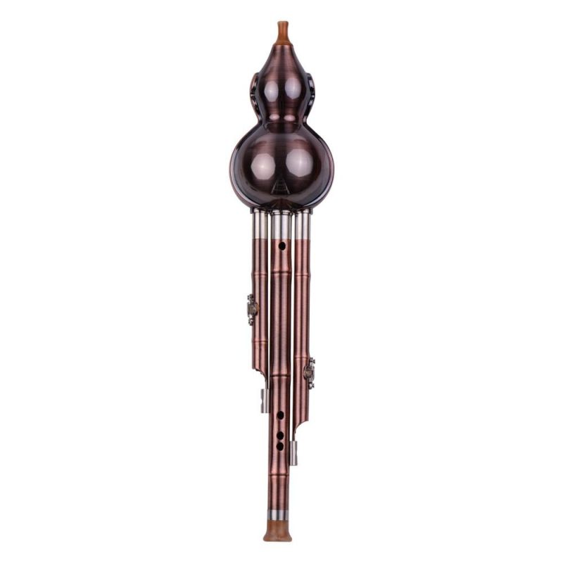 Woodwinds |   3 Tone C-Key Hulusi Gourd Cucurbit Flute Aluminum with Copper Plated Pipes Chinese Traditional Instrument Multicolour Musical Instruments Multicolour