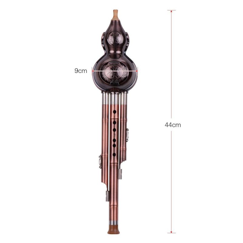 Woodwinds |   3 Tone C-Key Hulusi Gourd Cucurbit Flute Aluminum with Copper Plated Pipes Chinese Traditional Instrument Multicolour Musical Instruments Multicolour