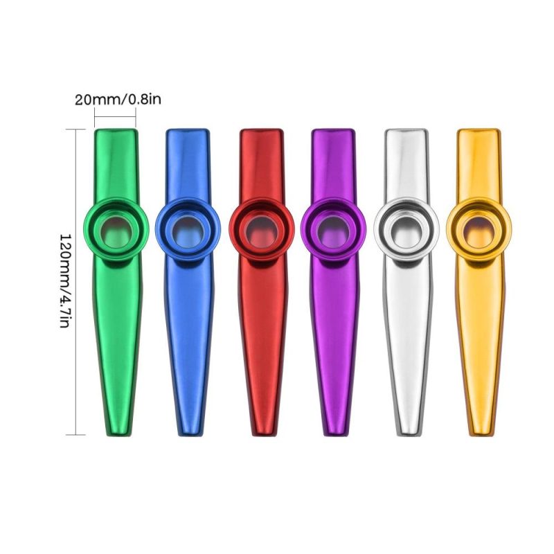 Woodwinds |   6pcs Aluminum Alloy Kazoo Musical Instrument for Child Adult Beginner Multicolour Musical Instruments Multicolour