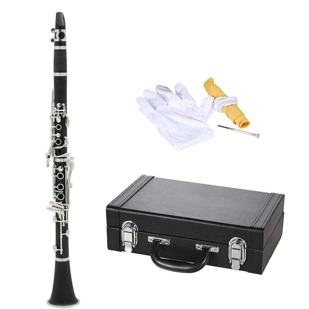 Woodwinds |   ABS Bb Clarinet: 17 Key Cupronickel Plated Nickel with Accessories Black Musical Instruments Black