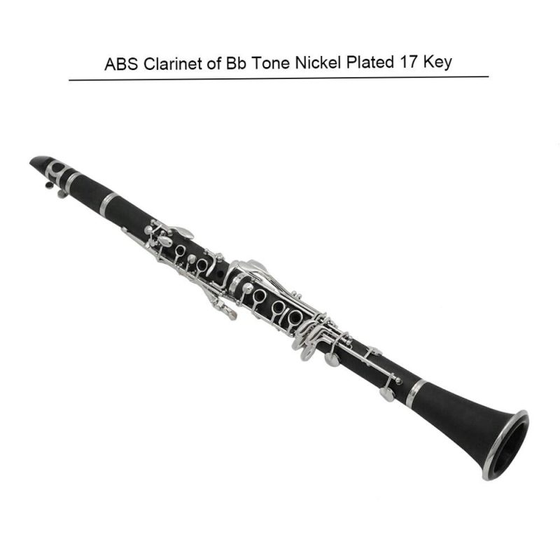 Woodwinds |   ABS Bb Clarinet: 17 Key Cupronickel Plated Nickel with Accessories Black Musical Instruments Black