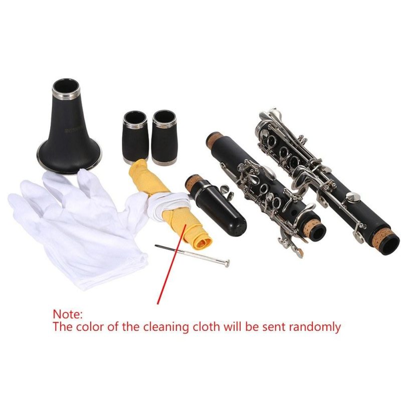 Woodwinds |   ABS Bb Clarinet: 17 Key Cupronickel Plated Nickel with Accessories Black Musical Instruments Black