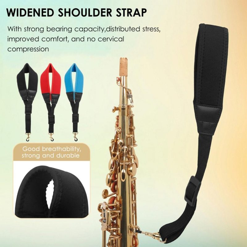 Woodwinds |   Adjustable Saxophone Neck Strap Nylon Sax Strap Metal Hook for Tenor/ Soprano/ Alto Saxophones Clarinet Blue Musical Instruments Blue