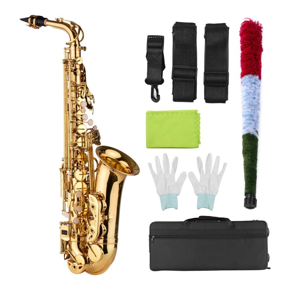 Woodwinds |   AS100 Eb Alto Saxophone Brass Lacquered Alto Sax Wind Instrument Gold Musical Instruments Gold