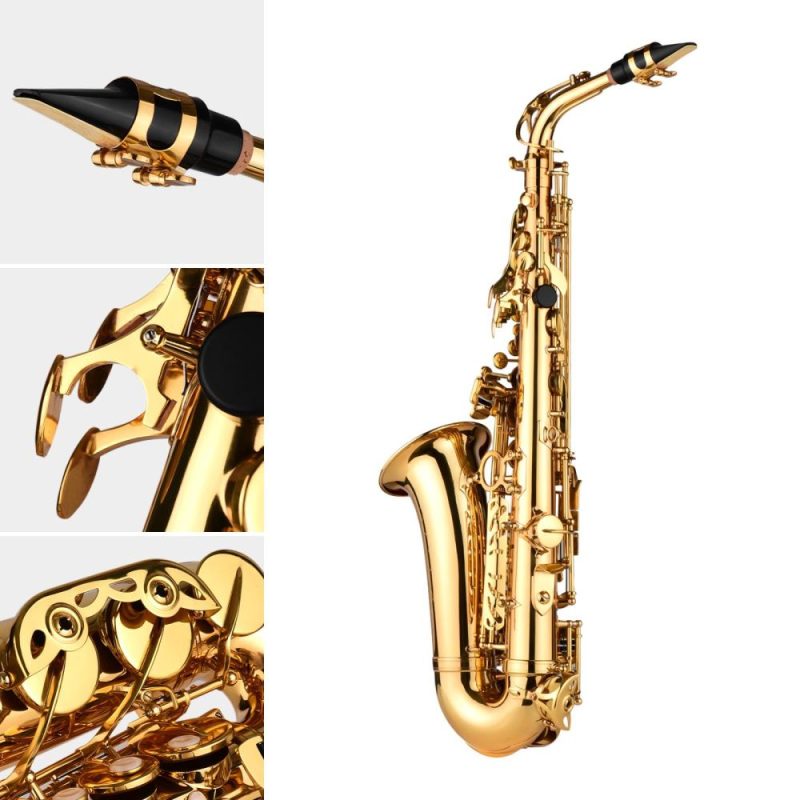 Woodwinds |   AS100 Eb Alto Saxophone Brass Lacquered Alto Sax Wind Instrument Gold Musical Instruments Gold