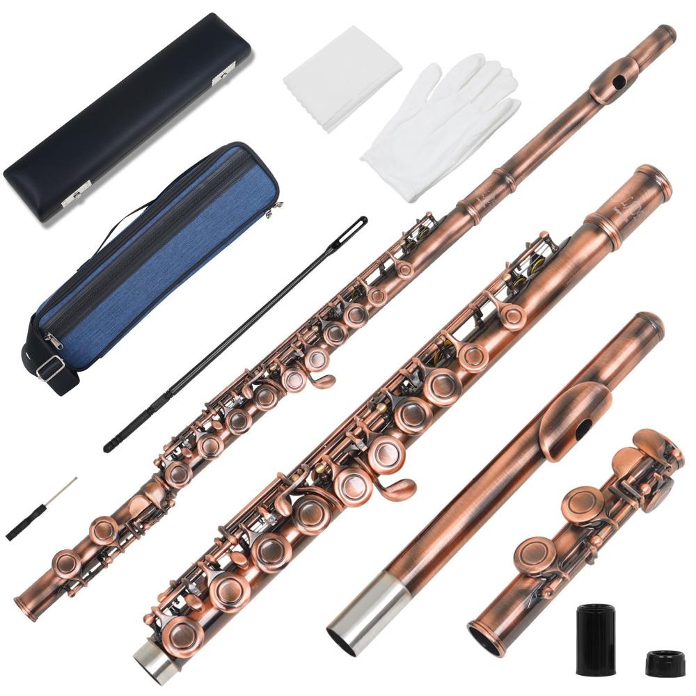 Woodwinds |   C-key 16-Hole Flute Set Closed Hole C Flute for Beginner Music Lover Red Musical Instruments Red