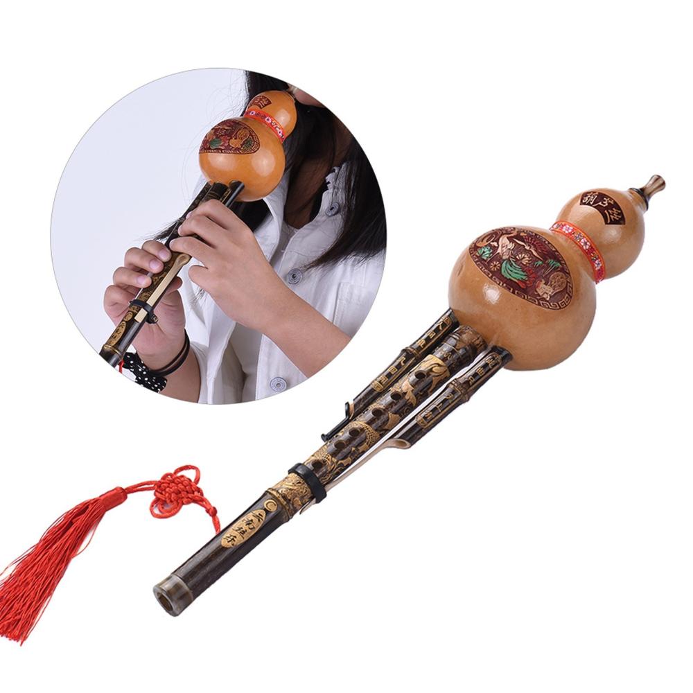 Woodwinds |   Chinese Handmade Black Bamboo Hulusi Gourd Cucurbit Flute Ethnic Musical Instrument Key of C Color Musical Instruments Color