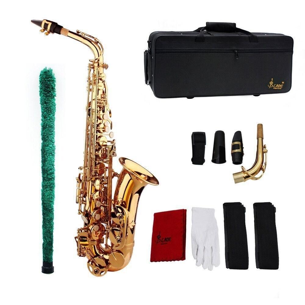 Woodwinds |   Deluxe Eb Alto Saxophone: Brass, Carved Pattern, Complete Set Golden Musical Instruments Golden