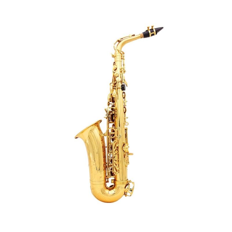 Woodwinds |   Deluxe Eb Alto Saxophone: Brass, Carved Pattern, Complete Set Golden Musical Instruments Golden